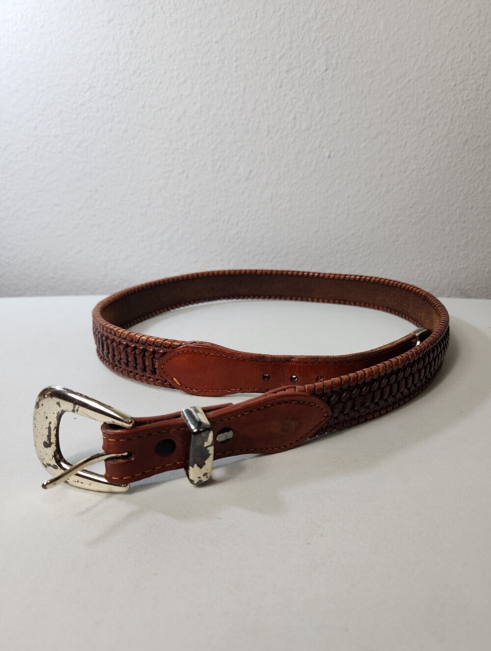 Nocona Mens |38| Cognac Brown Woven Leather Belt